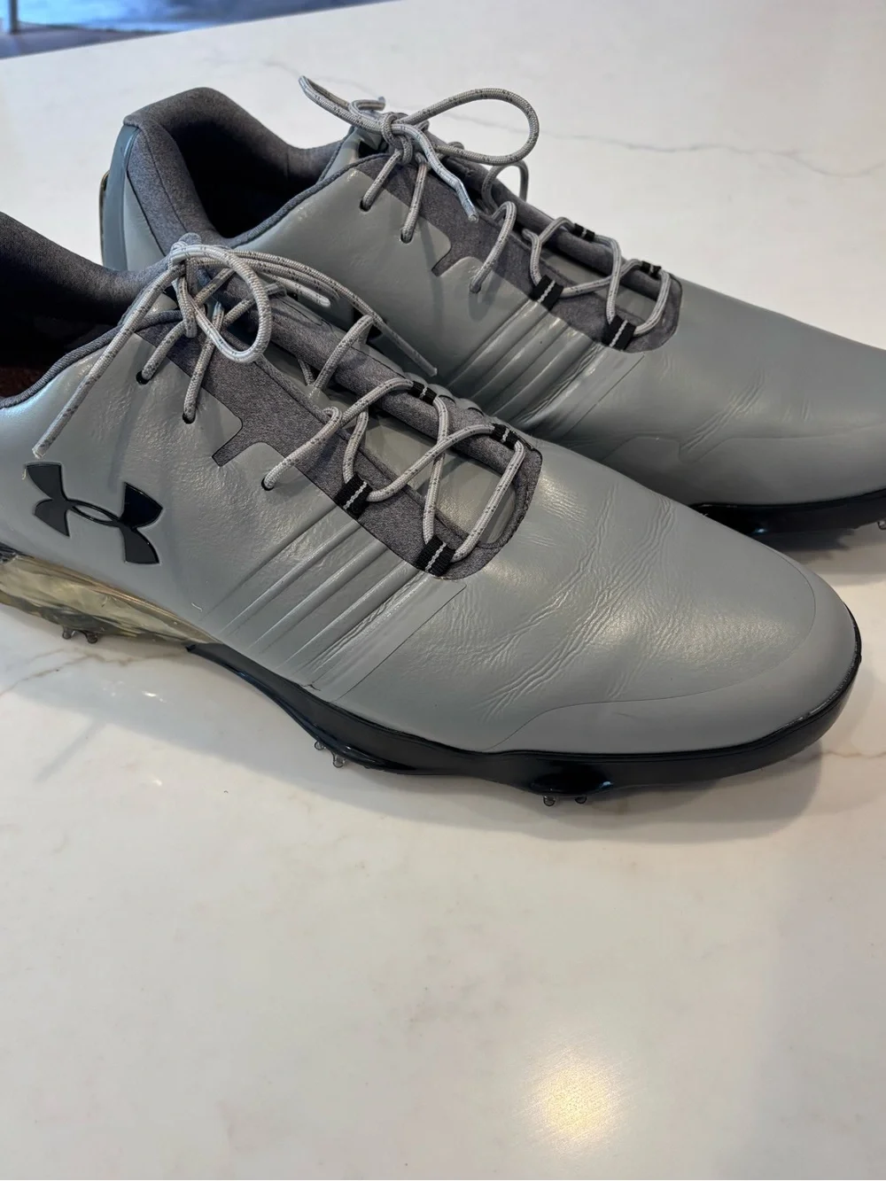 Under Armour UA Match Play Mens Golf Shoes Grey Spiked 3019893-106 Size 14